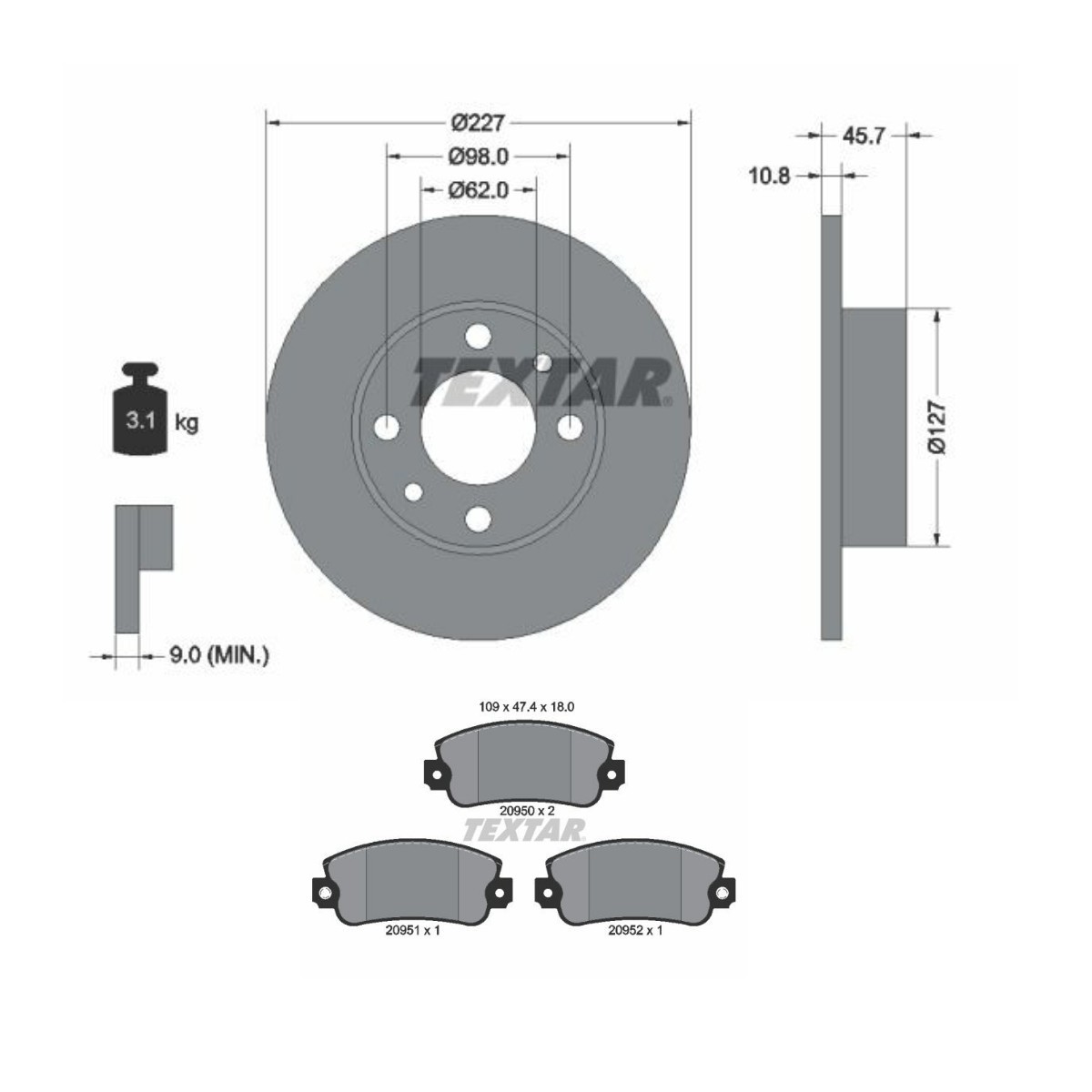 TEXTAR Pidurikomplekt, ketaspidur TXR3405N0032 TEXTAR TXR3405N0032 Pidurikomplekt Alpina B7 originaal