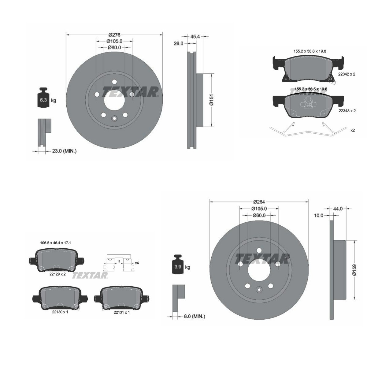 TEXTAR Disques et plaquettes de freins TXR3405FR011 Kit gros frein TEXTAR GRAND CHEROKEE TXR3405FR011 pas cher