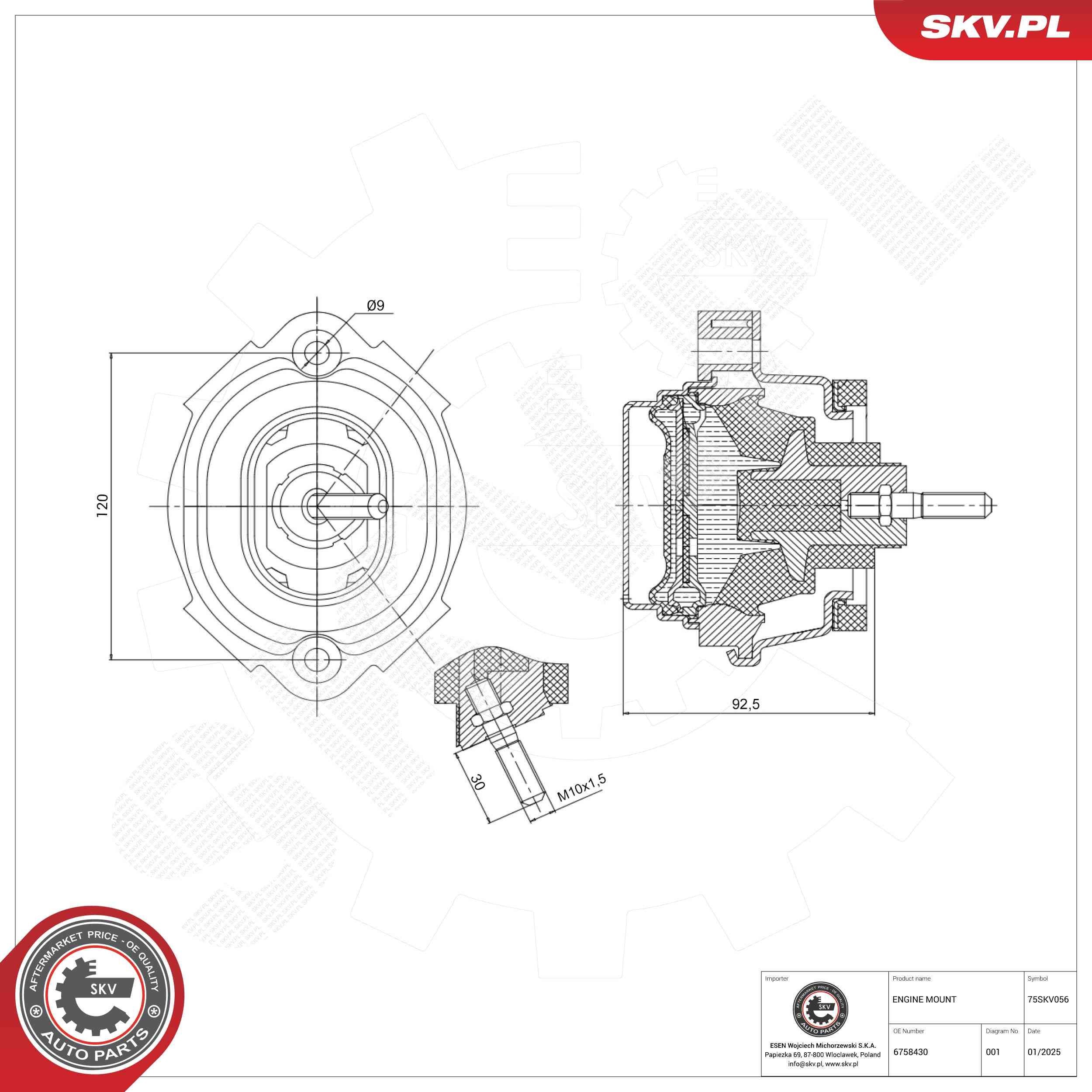 ESEN SKV Motorsteunlager 75SKV056 BMW X3 Motor ondersteuning ESEN SKV 75SKV056