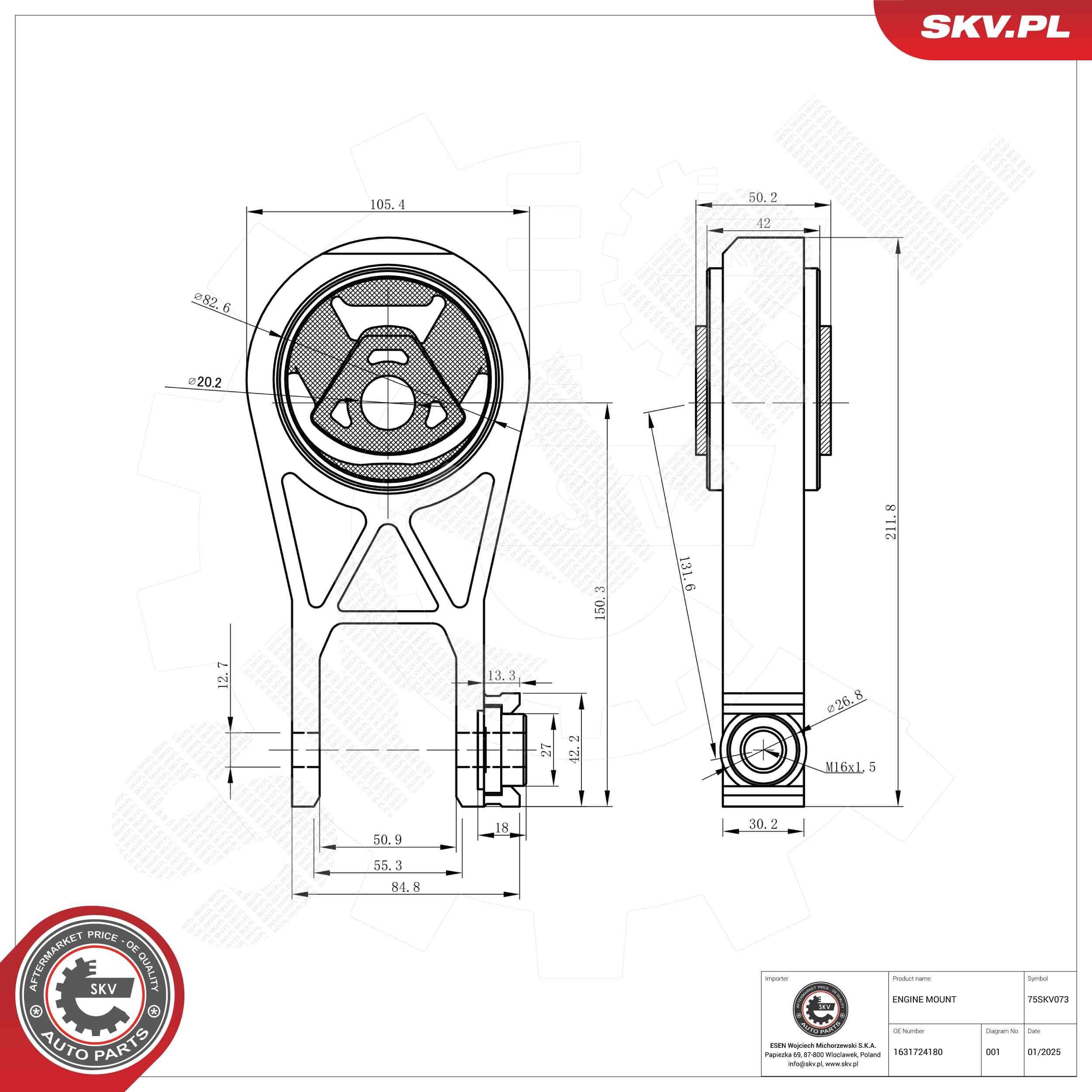 ESEN SKV Motorophæng 75SKV073 Motorophæng ESEN SKV 4007 75SKV073 billig