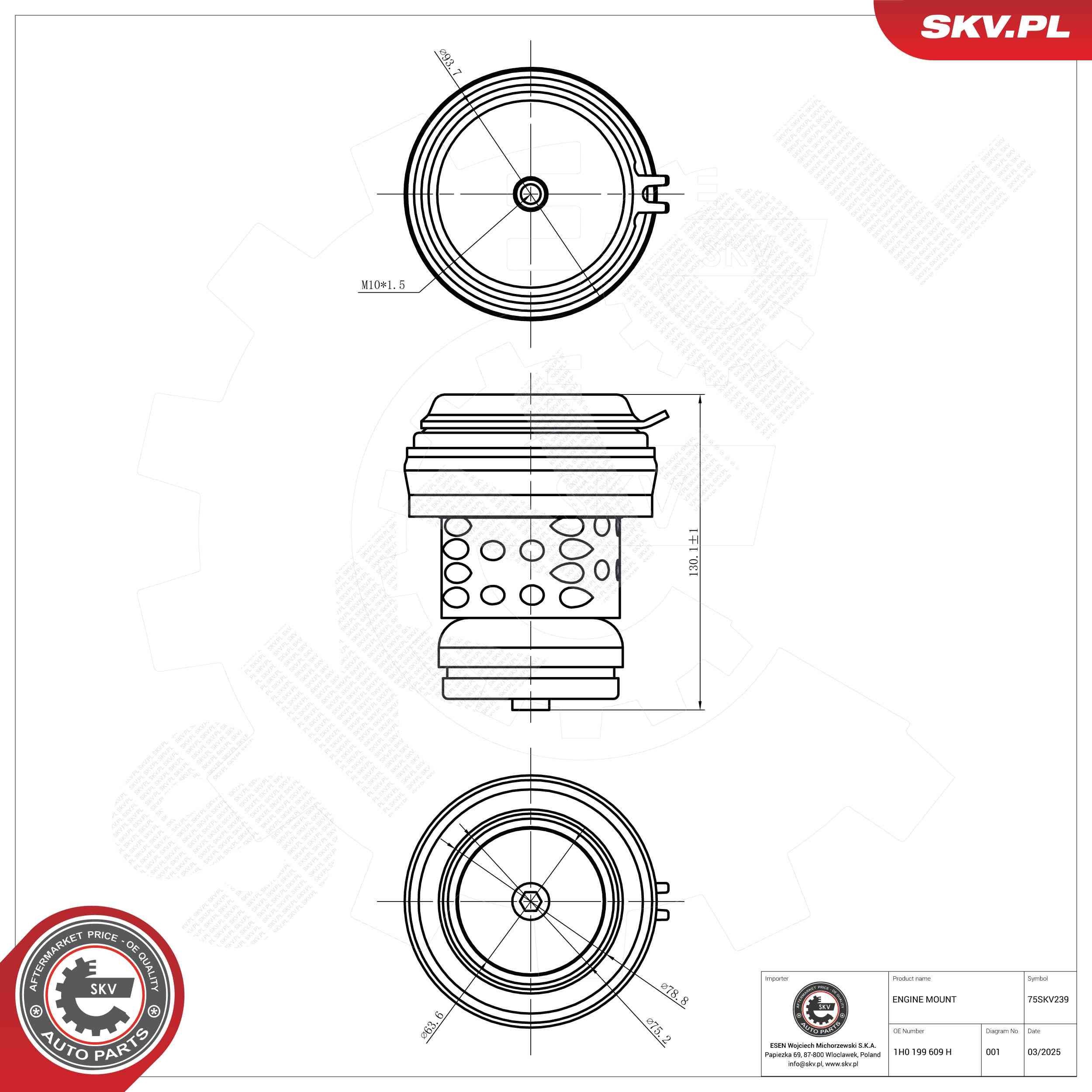 ESEN SKV Piekare, Dzinējs 75SKV239 Motora spilvens ESEN SKV CADDY 75SKV239 lēti