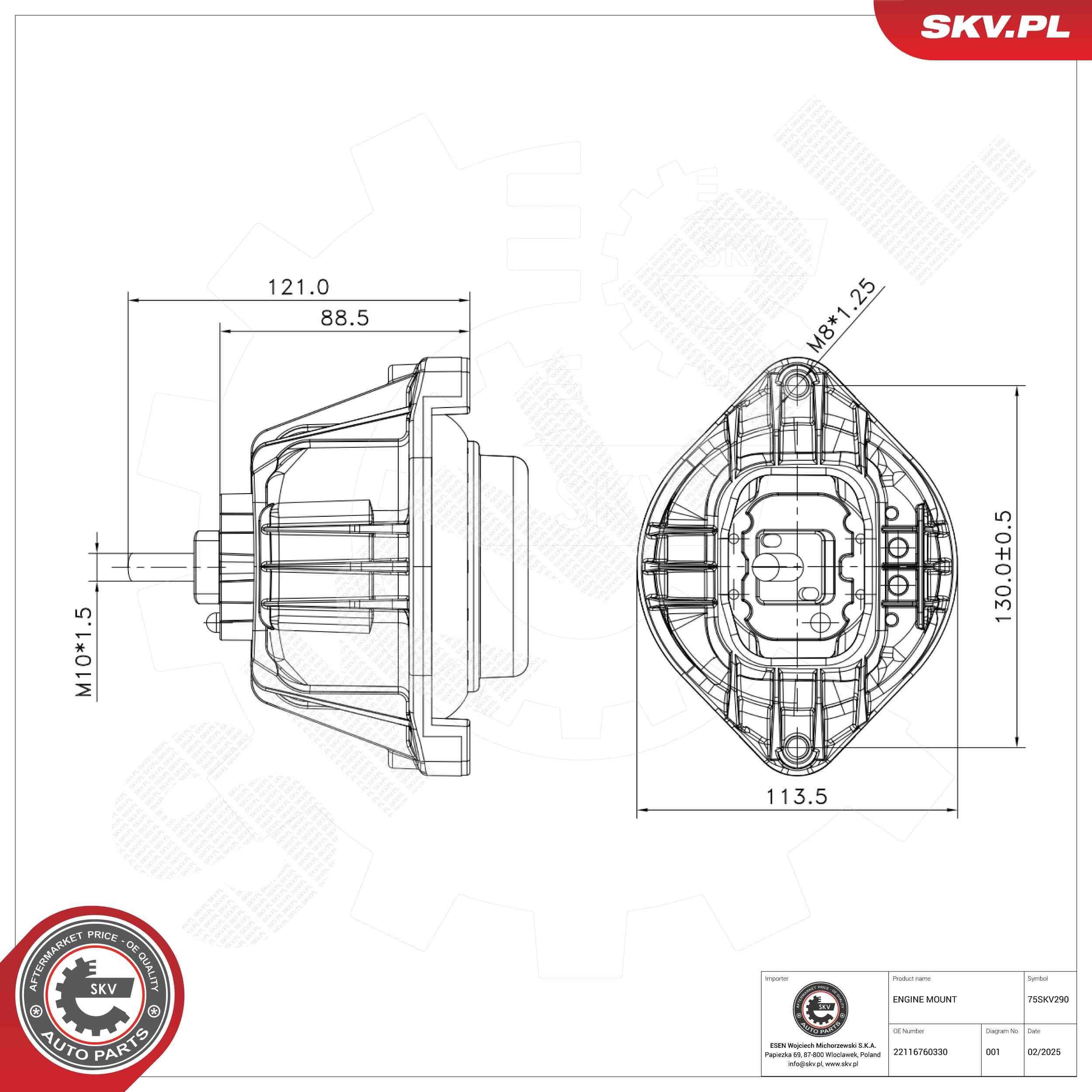ESEN SKV Motorophæng 75SKV290 75SKV290 Motorophæng BMW X3 ESEN SKV