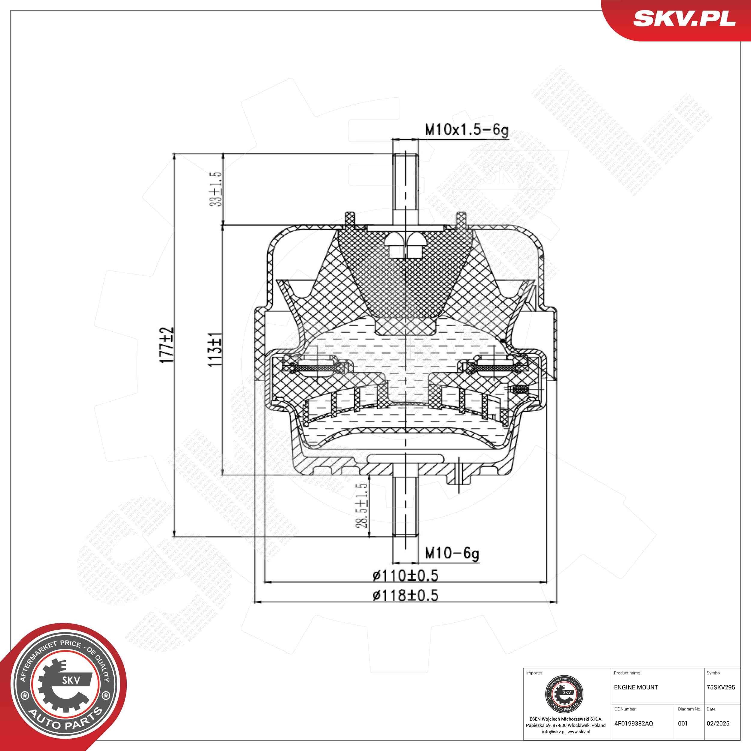 ESEN SKV Moottorin tuki 75SKV295 75SKV295 ESEN SKV Moottorin kumityyny Audi Q5 hinta