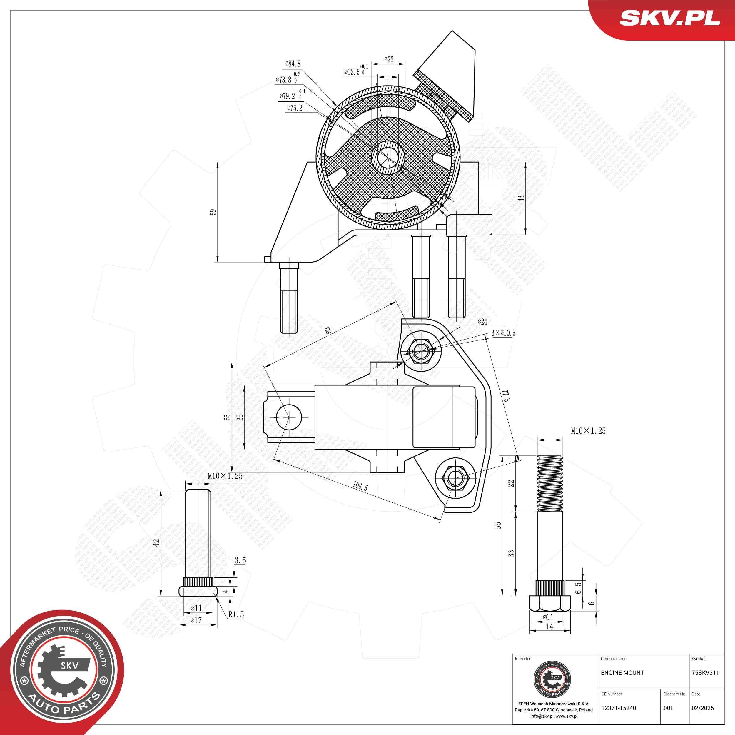 ESEN SKV Ulożenie motora 75SKV311 ESEN SKV 75SKV311 Ulożenie motora