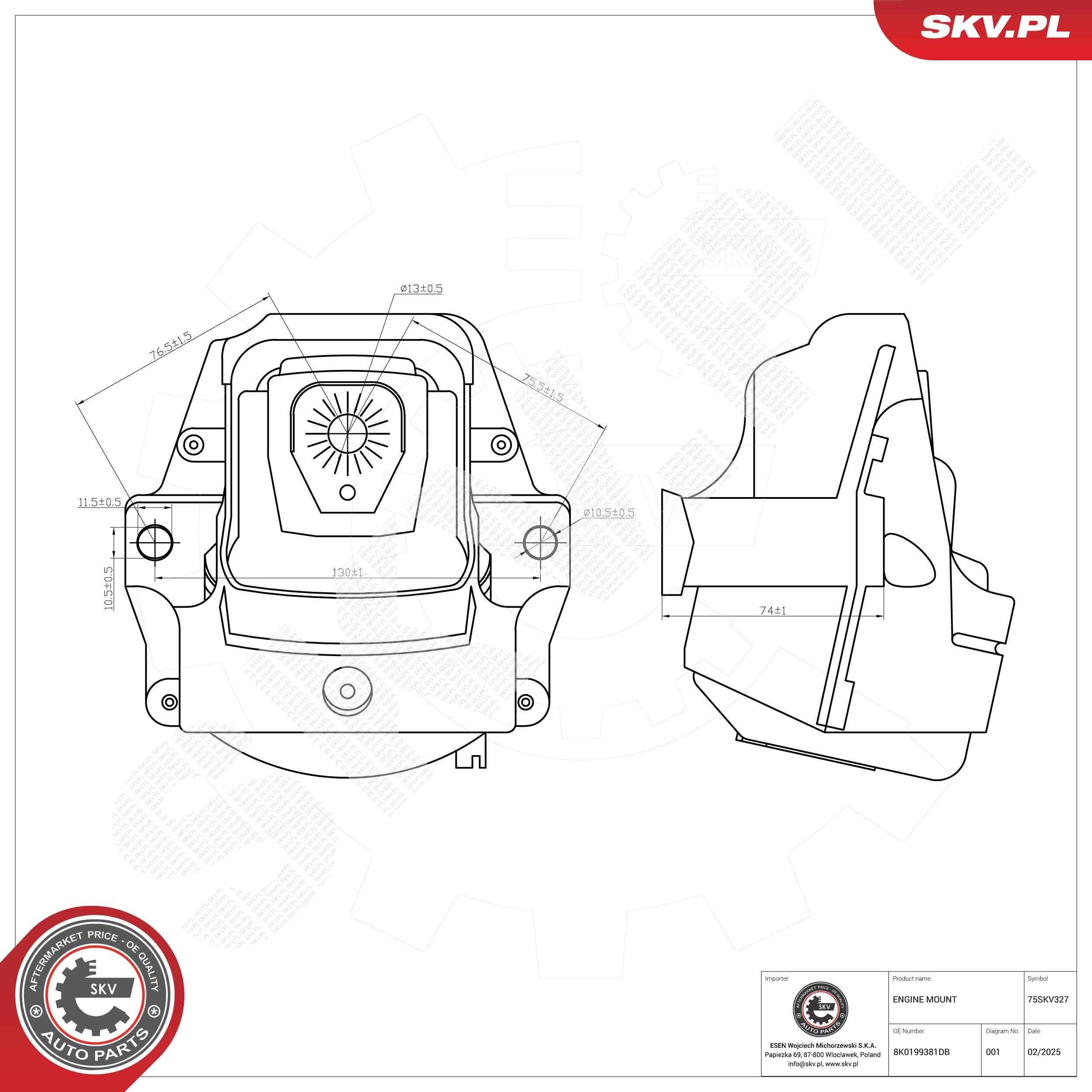 ESEN SKV Motorophæng 75SKV327 ESEN SKV Motorophæng DACIA 75SKV327