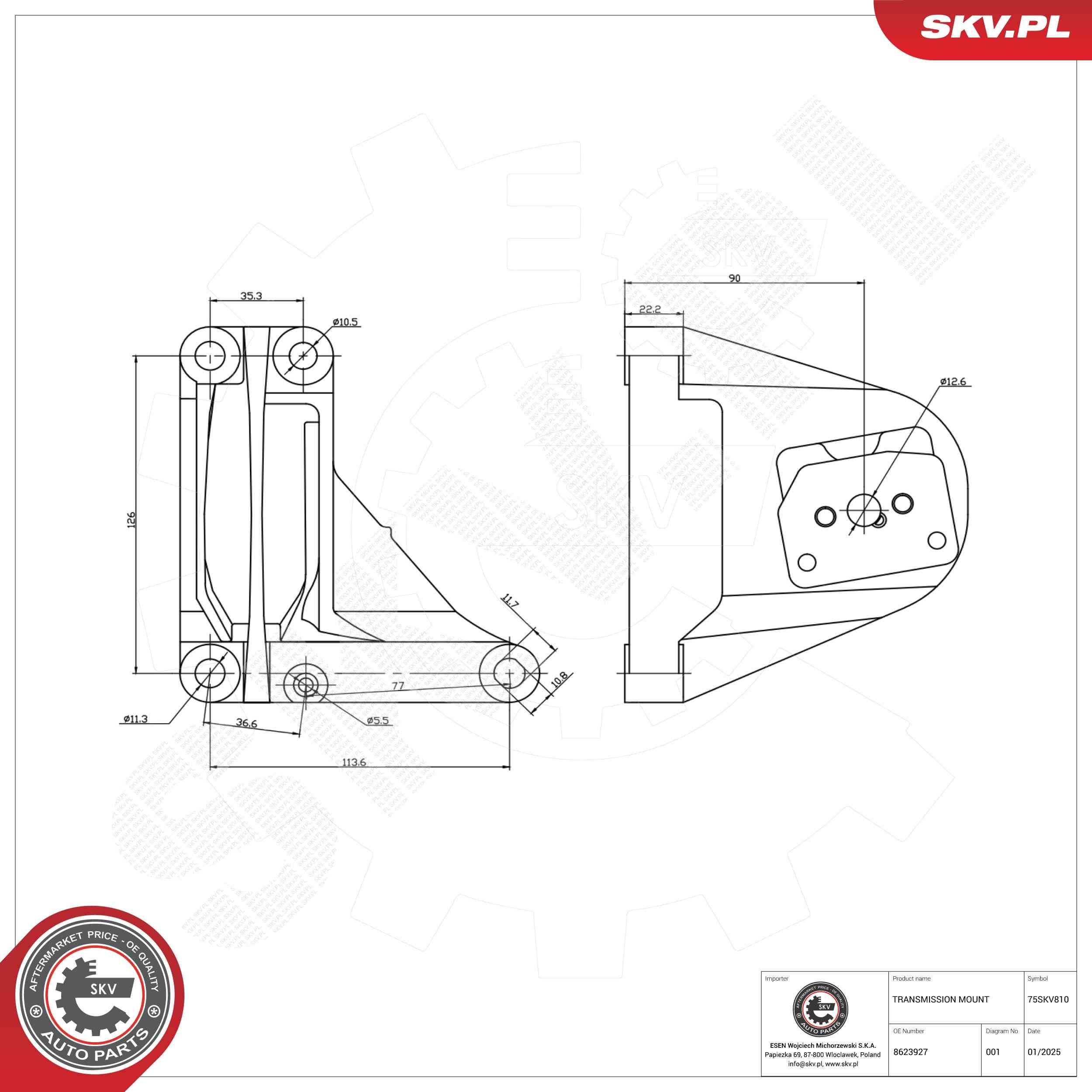Oppheng, automatgirkasse ESEN SKV 75SKV810 ESEN SKV 75SKV810 Lagring girmekanisme Volvo V70 2005