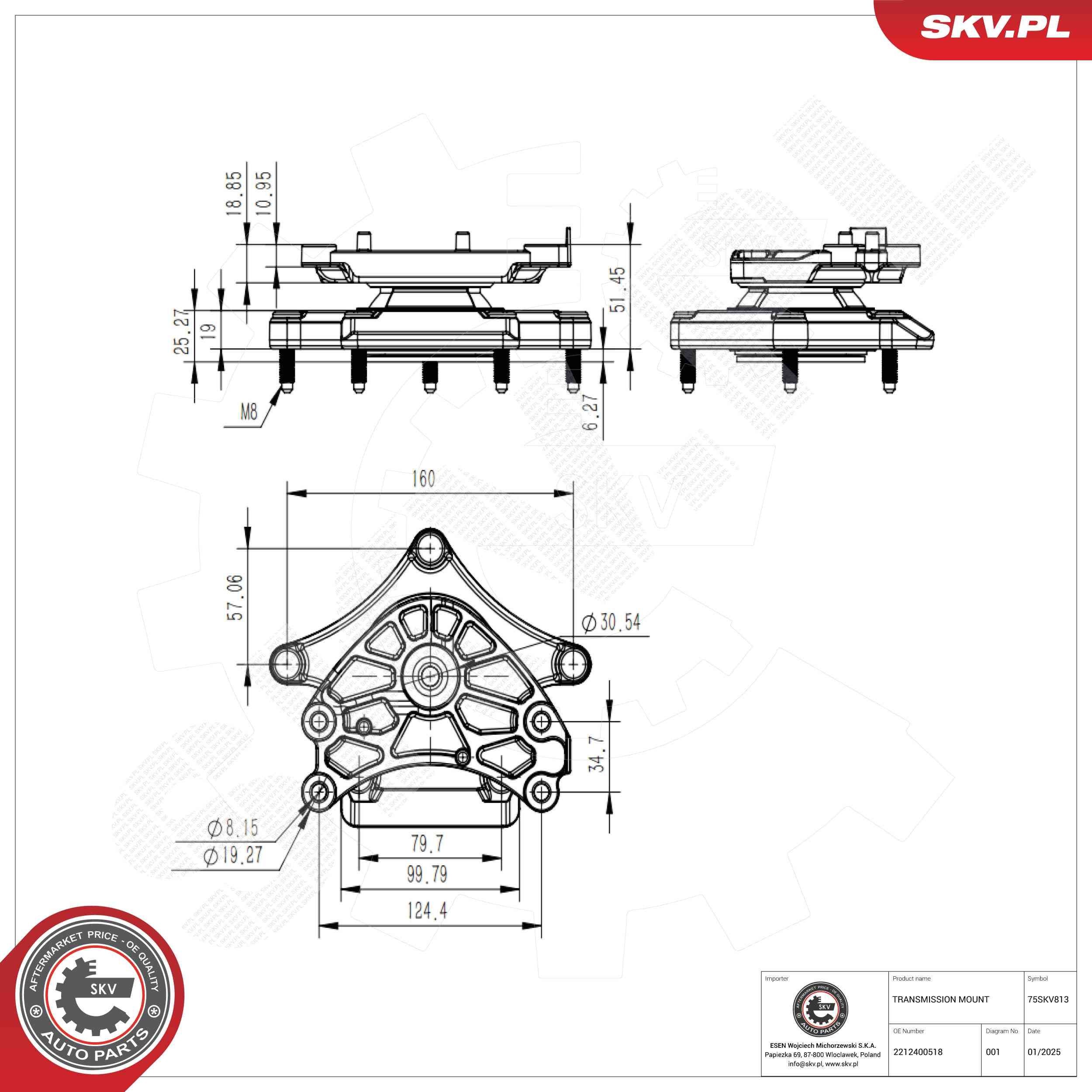 ESEN SKV Ophanging, automatische transmissie 75SKV813 ESEN SKV 75SKV813 Ophanging versnelling Mercedes C204 prijs