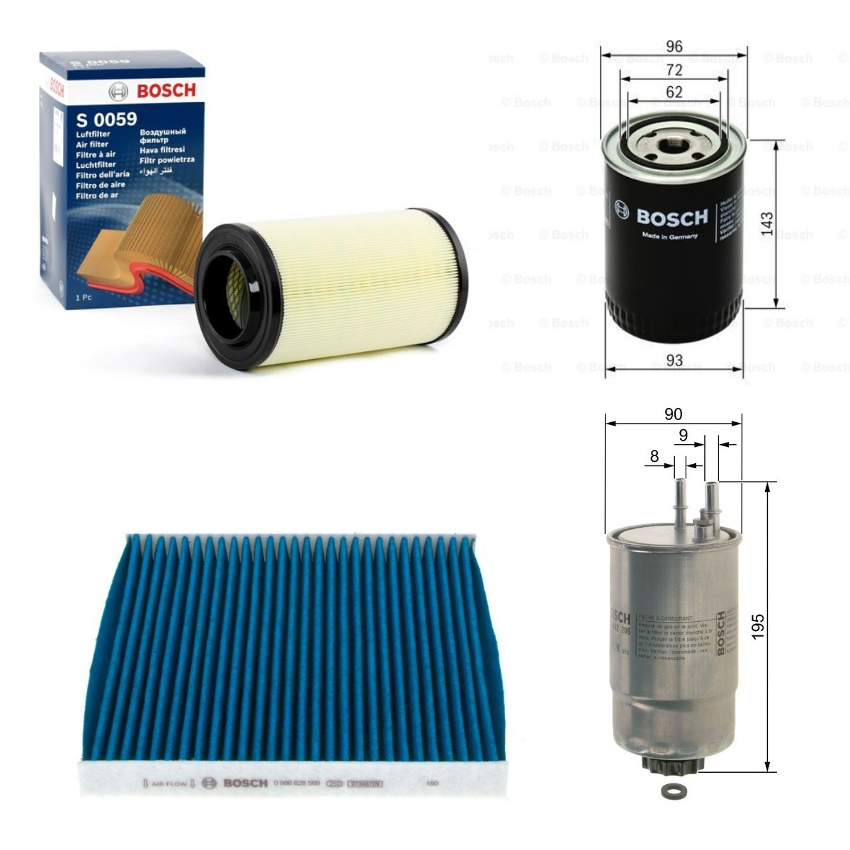 BOSCH Filter-komplekt BSH4055N0043 BOSCH BSH4055N0043 Filter-komplekt Peugeot 106 2 hind