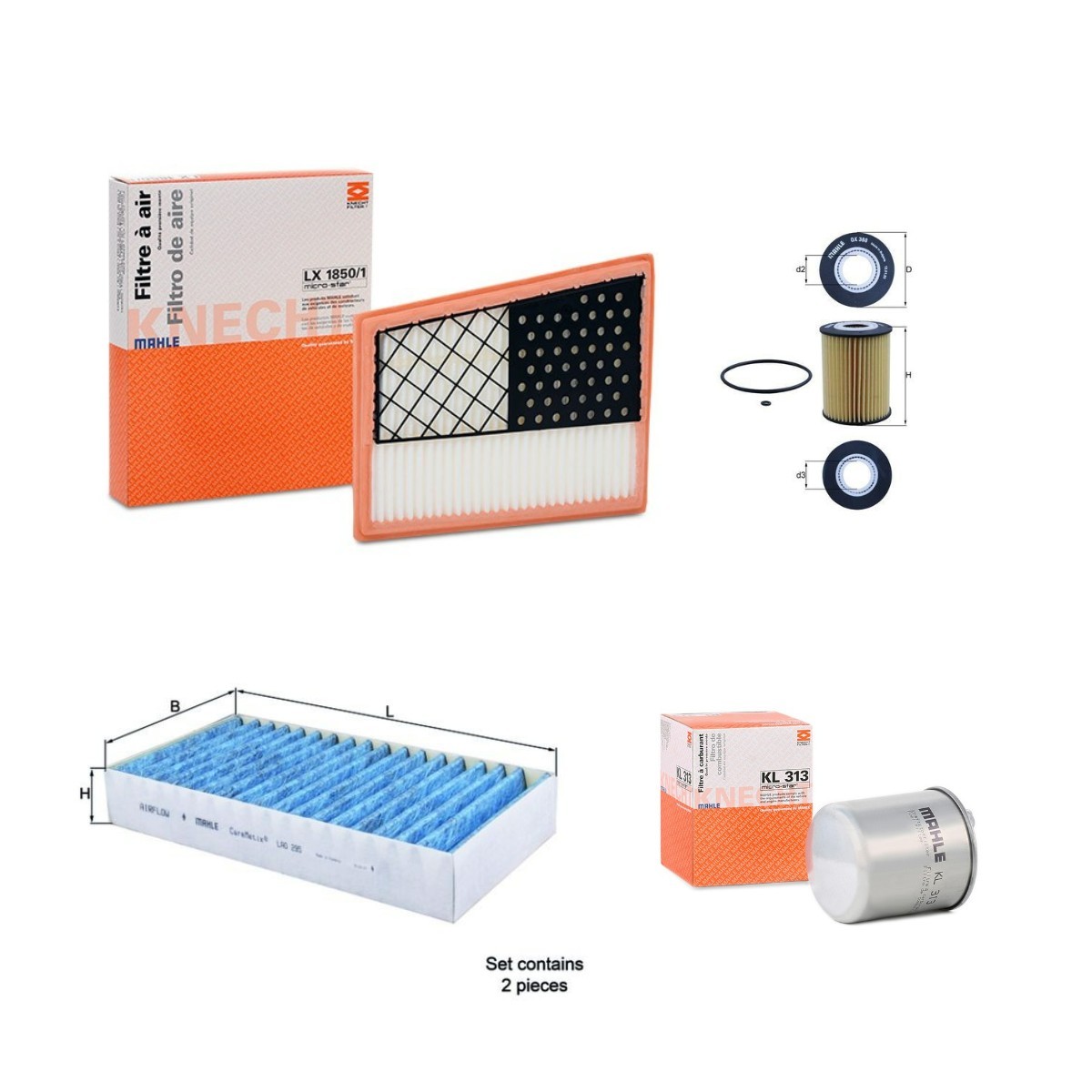 MAHLE Filterset MHL4055N0078 MHL4055N0078 Onderhoudspakket en filterset MERCEDES-BENZ CLA MAHLE
