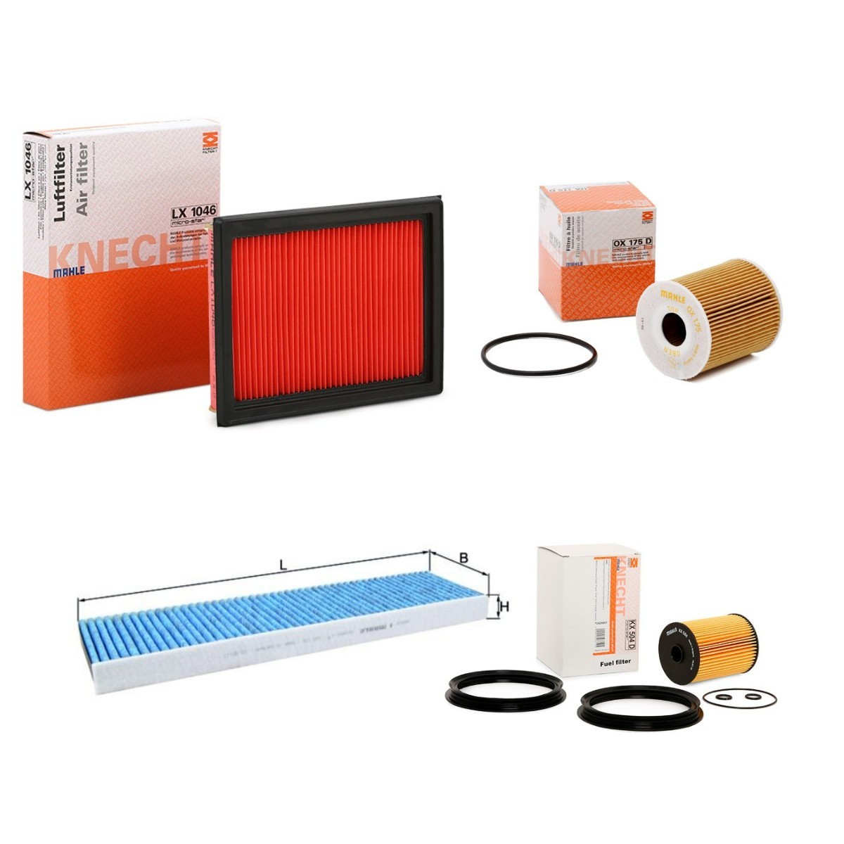 MAHLE Filterset MHL4055N0090 MAHLE Onderhoudspakket en filterset NISSAN MHL4055N0090