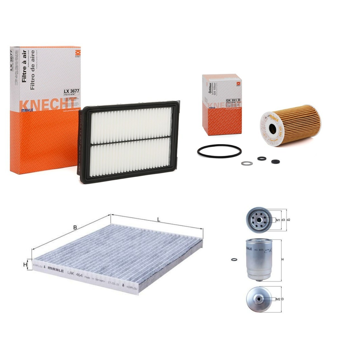 MAHLE Filter kit MHL4055N0092 Servicekit og filtersæt MAHLE Ford RANGER MHL4055N0092