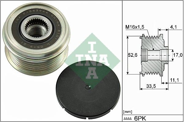 INA Ελεύθερη περιστροφή γεννήτριας 535 0025 10 INA 535 0025 10 Τροχαλίες ιμάντων / γρανάζια PORSCHE κόστος
