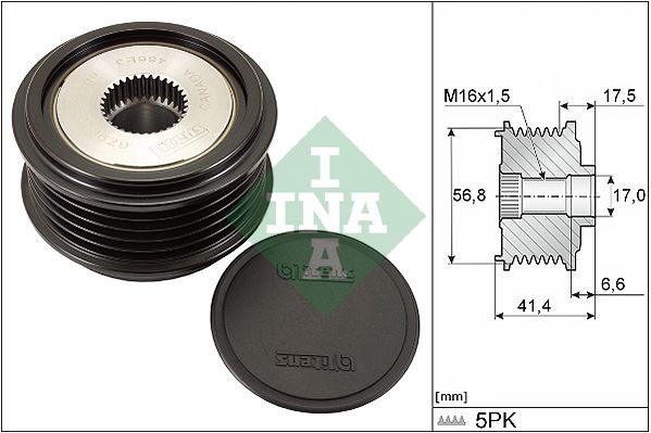 INA Roda livre do alternador 535 0071 30 INA 535 0071 30 Roda livre do alternador OPEL Vectra B Sedan (J96) i 500 2.5 (F19) 194 cv 2000