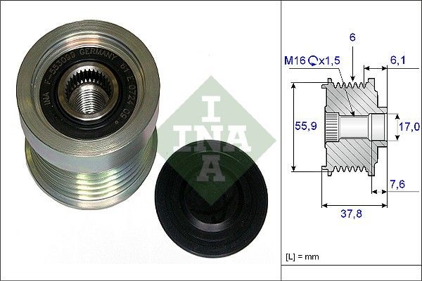 INA Ģeneratora brīvgaitas mehānisms 535 0072 10 INA 535 0072 10 Ģeneratora brīvgaitas mehānisms VOLVO 240 Sedan (P242, P244) 2.0 82 ZS 1975