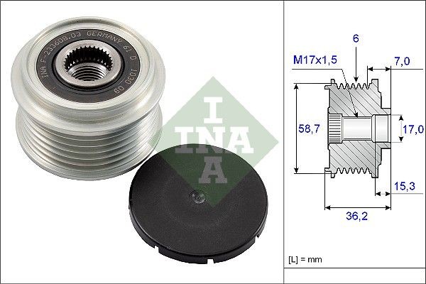 INA Ģeneratora brīvgaitas mehānisms 535 0098 10 Sastāvdaļas INA Ford ECOSPORT 535 0098 10