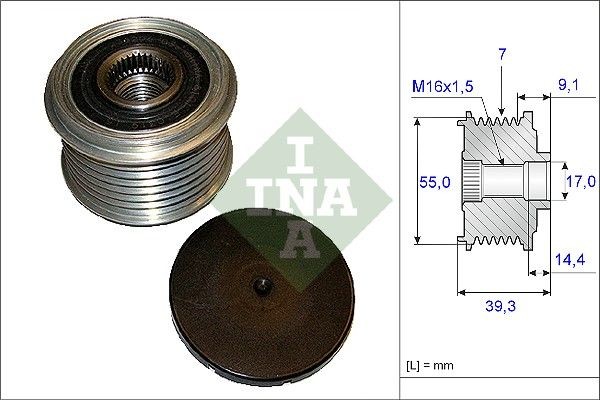INA Dynamopoelie 535 0142 10 INA 535014210 Dynamo poelie Chrysler LE BARON originele