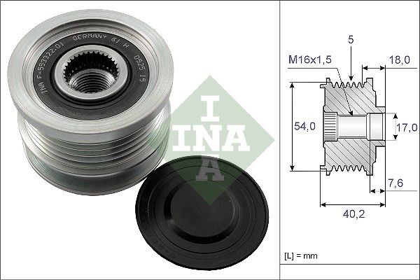 INA Ελεύθερη περιστροφή γεννήτριας 535 0143 10 INA 535 0143 10 Ελεύθερη περιστροφή γεννήτριας OPEL Commodore B Coupe 2.5 GS 130 PS 1972