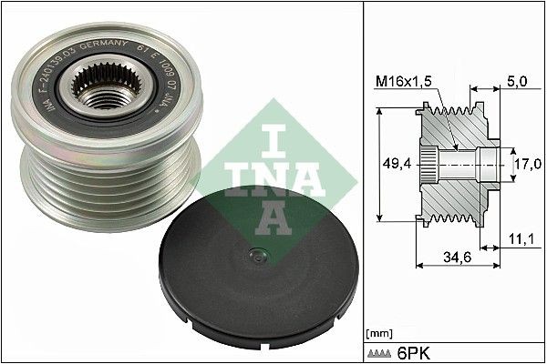 INA Ελεύθερη περιστροφή γεννήτριας 535 0155 10 INA 535 0155 10 γνήσια Τροχαλία δυναμό MAZDA CX-60 τιμες