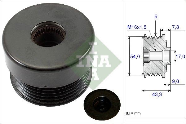INA Ģeneratora brīvgaitas mehānisms 535 0172 10 INA 535 0172 10 Ģeneratora brīvgaitas mehānisms VAUXHALL Vectra Mk1 (B) Sedan (J96) 1.8 i 16V (F19) 116 ZS 1997
