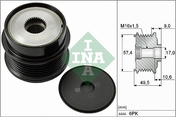 INA Roda livre do alternador 535 0189 10 INA 535 0189 10 Roda livre do alternador PEUGEOT 407 SW 2.0 Bioflex 140 cv 2008