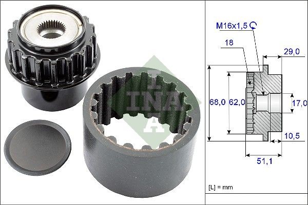 INA Flexibel kopplingsmuff-sats 535 0206 10 FIAT flexibel kopplingsmuff INA 535 0206 10