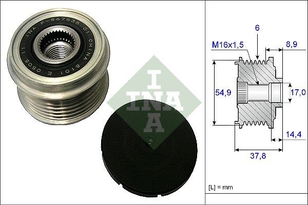 INA Alternator Freewheel Clutch 535 0217 10 INA 535 0217 10 i10 II Cargo (BA, IA) alternator parts price