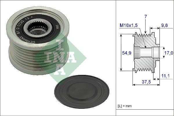 INA Dynamopoelie 535 0235 10 INA 535023510 Vrijloop poelie dynamo Chevrolet SPARK originele