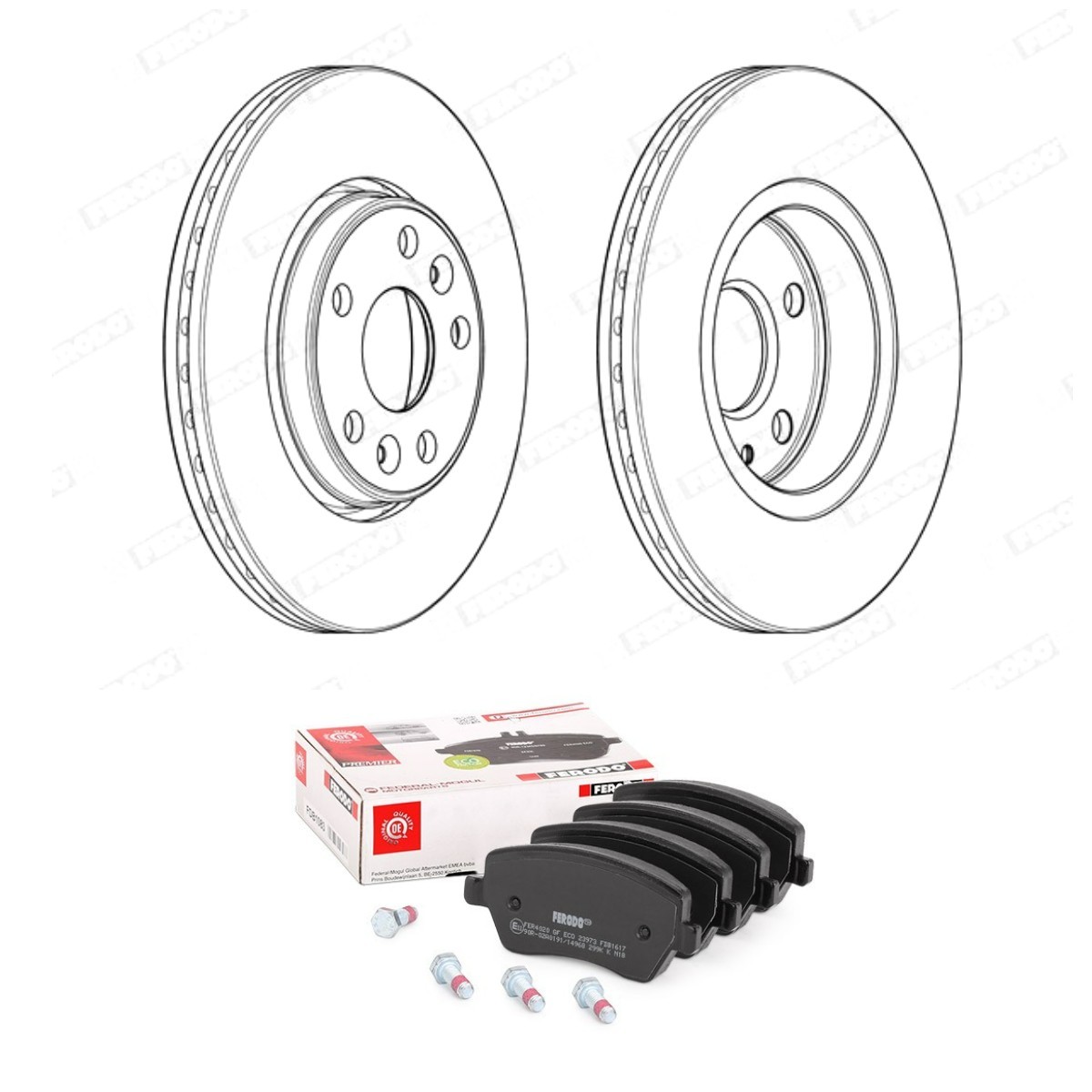 Σετ φρένων, δισκόφρενα FERODO FRD3405N0041 FERODO FRD3405N0041: Σετ φρένων τακακια και δισκοπλακες Renault CLIO 2015