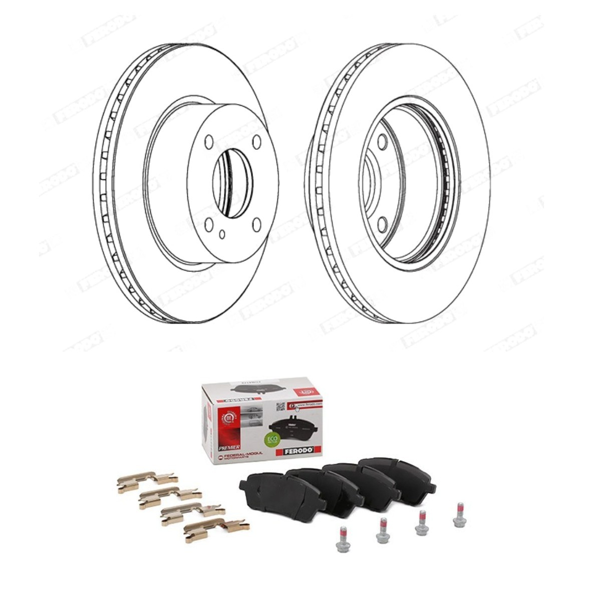 Bromssats, skivbroms FERODO FRD3405N0047 FERODO FRD3405N0047 Bromssats Ford FIESTA 2024