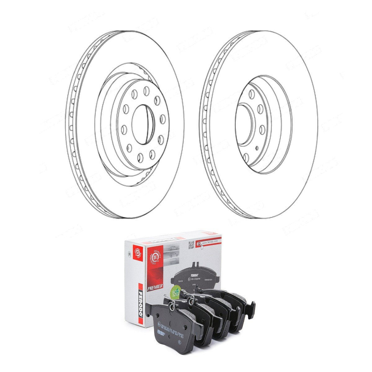 Kit de travões FERODO FRD3405N0053 FERODO PREMIER Coat+ disc FRD3405N0053: Discos e pastilhas de travão Volkswagen TIGUAN 2019