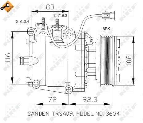 NRF Klimakompressor 32072 NRF 32072 Honda Civic SB1 Aircondition kompressor originale pris
