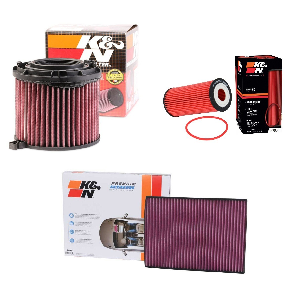 K&N Filters Kit de filtres KNF4055N0046 Seat LEON Kit de filtres K&N Filters KNF4055N0046