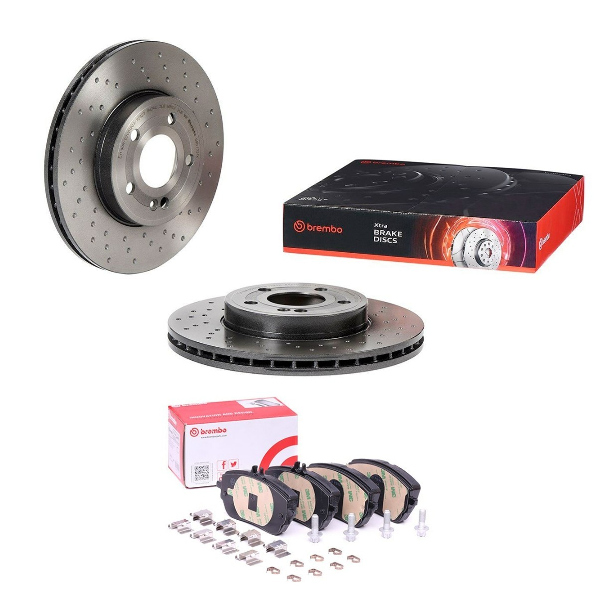 BREMBO Remschijven en blokken BRB3405N0502 BRB3405N0502 Remmenset MERCEDES-BENZ 124-serie BREMBO