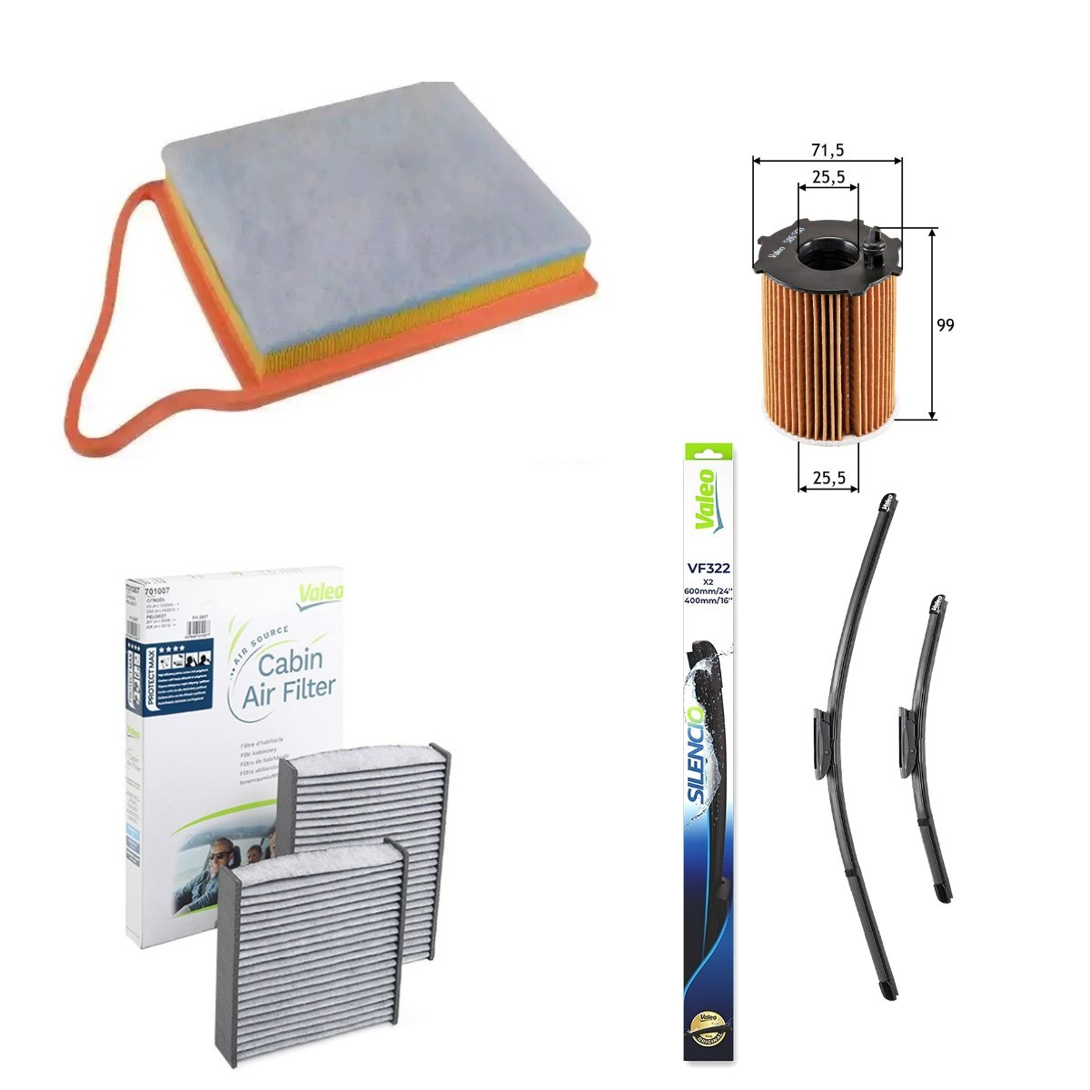 VALEO Sada dielov, inżpekcia VAL4682SK043 VALEO VAL4682SK043 Filter - sada Peugeot 405 originálne