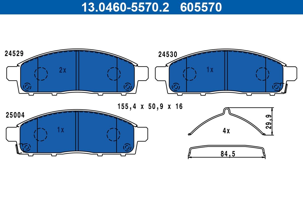 ATE Plaquettes de frein 13.0460-5570.2 ATE 13.0460-5570.2 Plaquettes de frein Fiat Fullback Pick-up prix