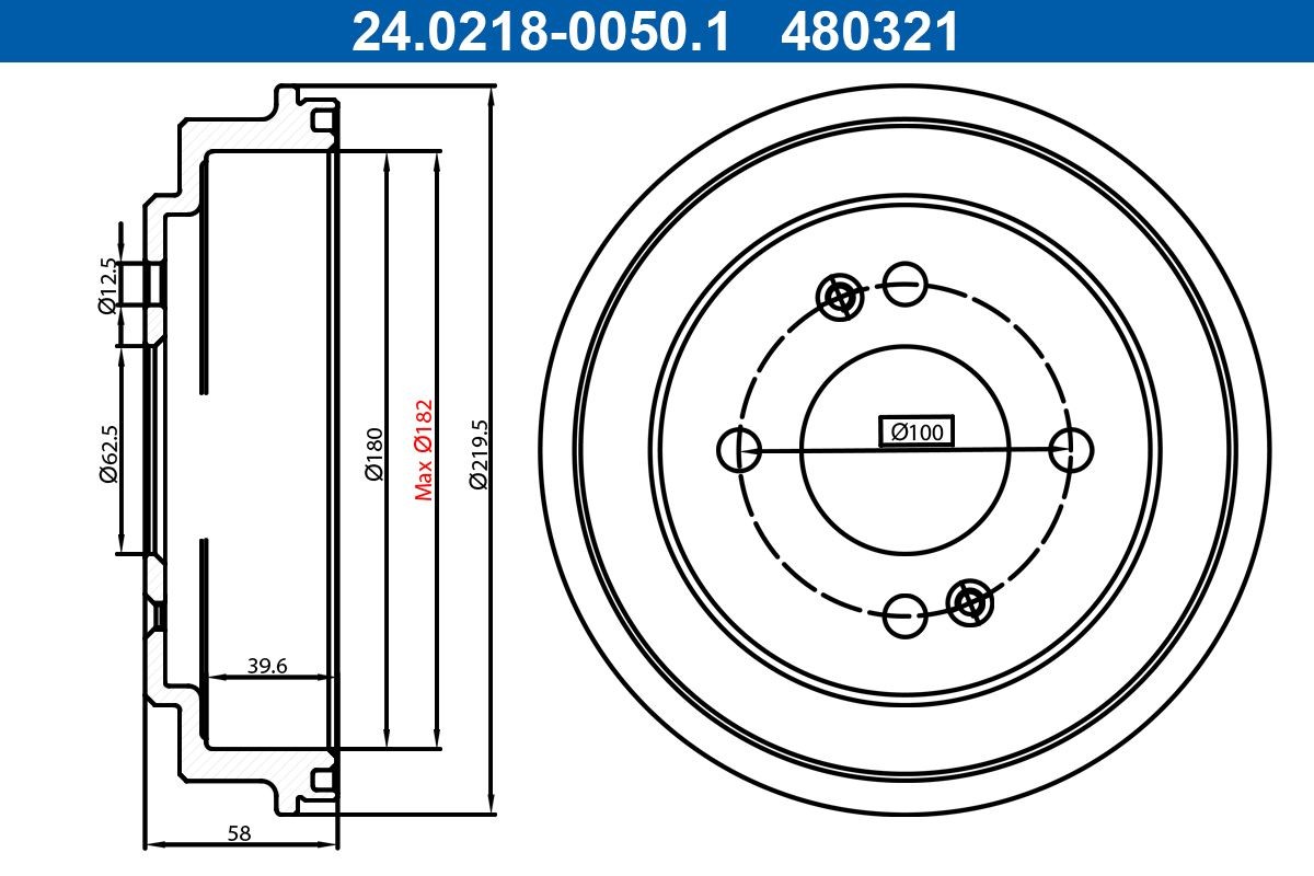 Brzdový bubon ATE 24.0218-0050.1 ATE 24.0218-0050.1 Brzdový bubon KIA PICANTO 2007