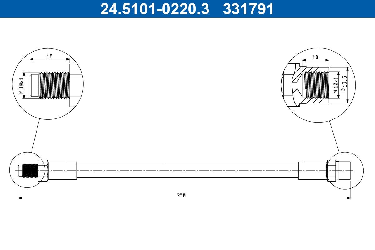 Pidurivoolik ATE 24.5101-0220.3 ATE 24.5101-0220.3 Pidurivoolik MERCEDES-BENZ G-klass 2018