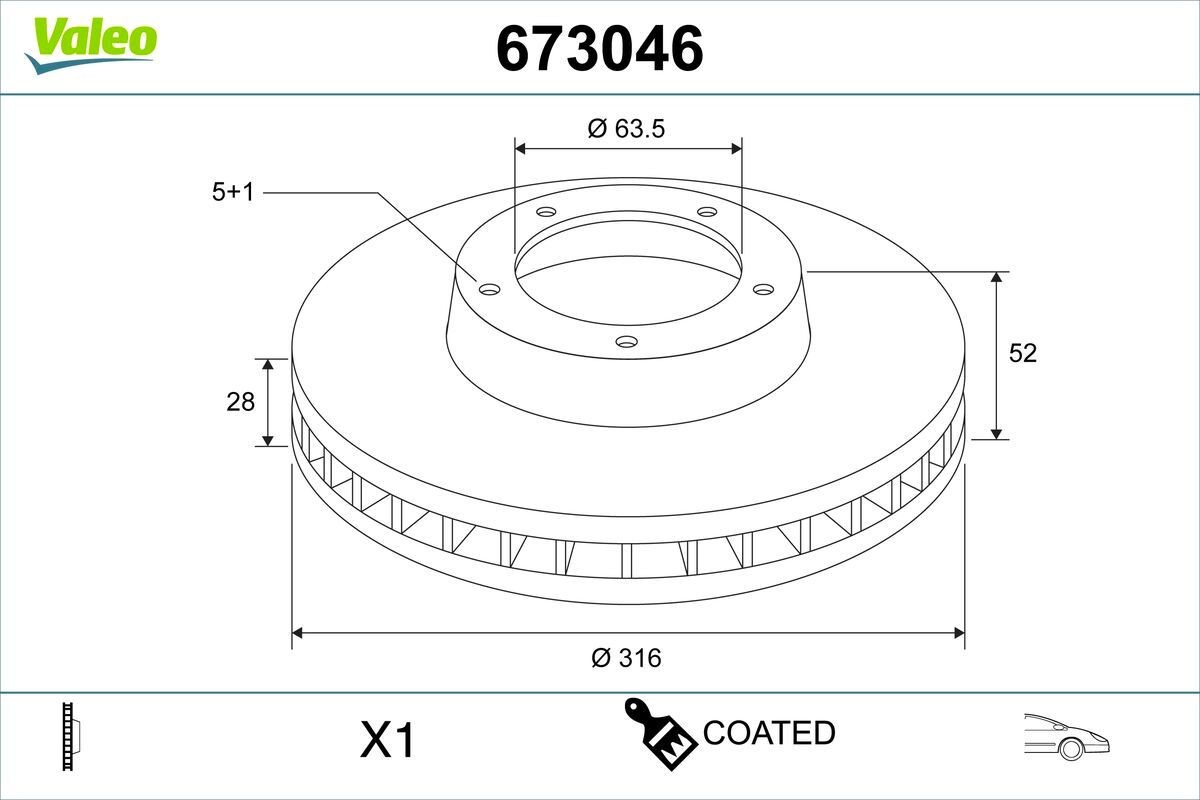 VALEO Bremžu diski 673046 Bremžu disks VALEO V40 Universālis 673046 lēti