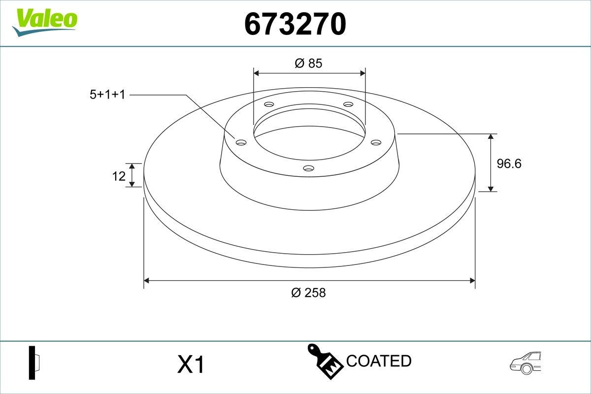 VALEO Bremseskive 673270 Sportsbremseskiver VALEO Mercedes-Benz VITO 673270