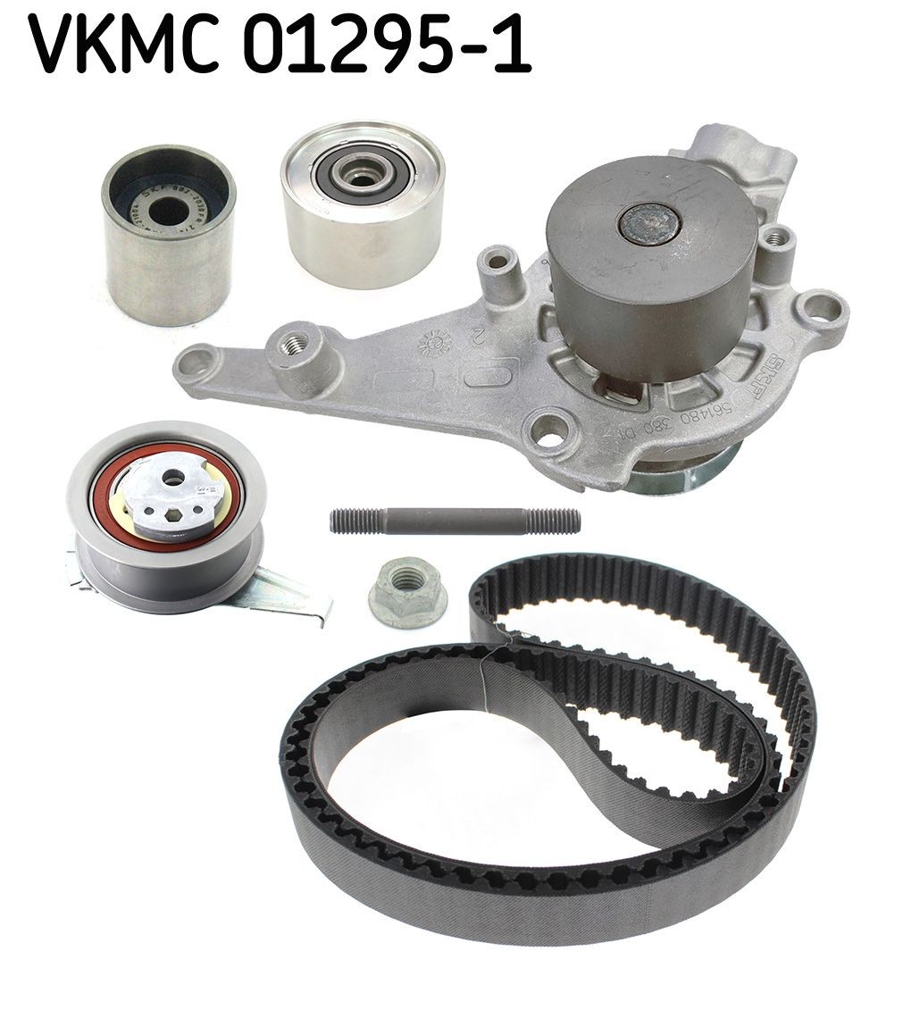 SKF Kit cinghia distribuzione, pompa acqua VKMC 01295-1 SKF VKMC 01295-1 Kit cinghia di distribuzione Golf Alltrack VIII (CG5) originale prezzo