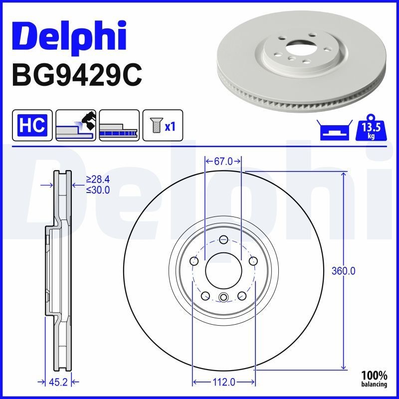 DELPHI Bremsscheibe BG9429C BG9429C Sport-Bremsscheiben DELPHI MINI Coupe
