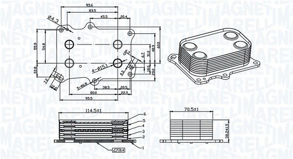 MAGNETI MARELLI Oljekjøler, motorolje 350300004300 Oljekjøler MAGNETI MARELLI DELTA 350300004300 billige