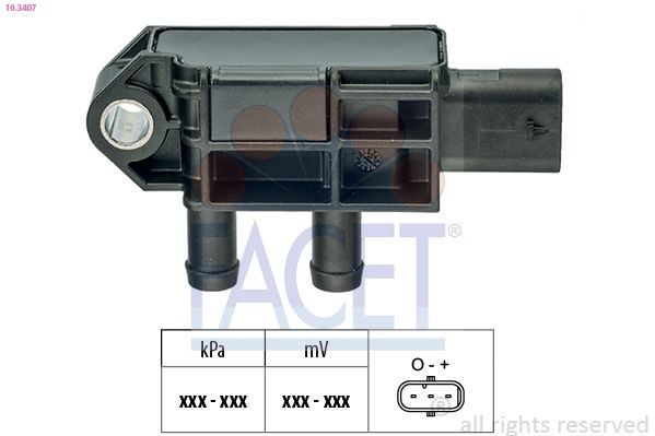 FACET Sensor, avgasstrykk 10.3407 FACET 10.3407 Partikkelfilter sensor Seat Leon 5f1 pris