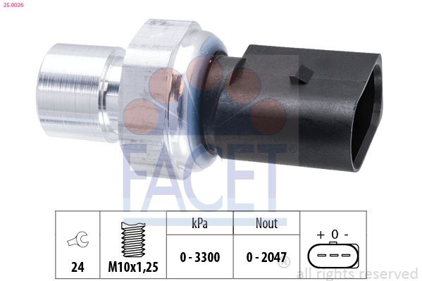 FACET Air conditioning pressure switch 25.0026 FACET 25.0026 VW T6 Transporter air conditioning pressure sensor replacement