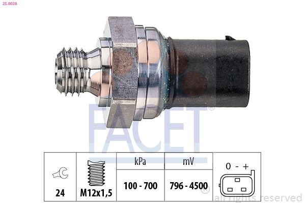 Andur, Õlisurve FACET 25.0028 FACET 25.0028 MERCEDES-BENZ M-klass 2001 Õlisurvelülitus