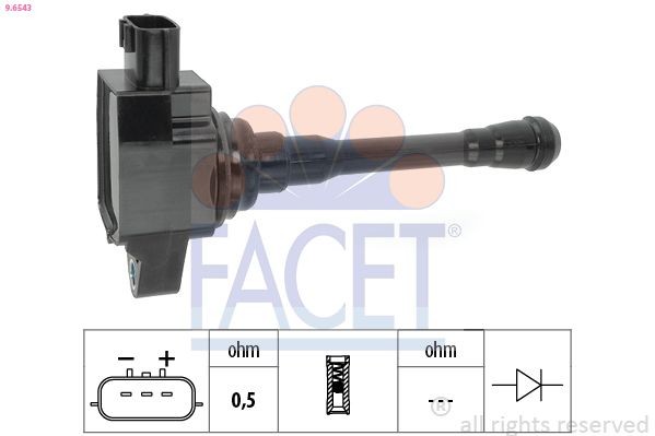 FACET Zapaľovacia cievka 9.6543 Systém zapaľovania RENAULT Taliant Sedan: Zapaľovacia cievka FACET 9.6543