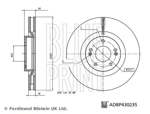 Bremseskive BLUE PRINT ADBP430235 BLUE PRINT ADBP430235 Bremseskive KIA SORENTO 2023