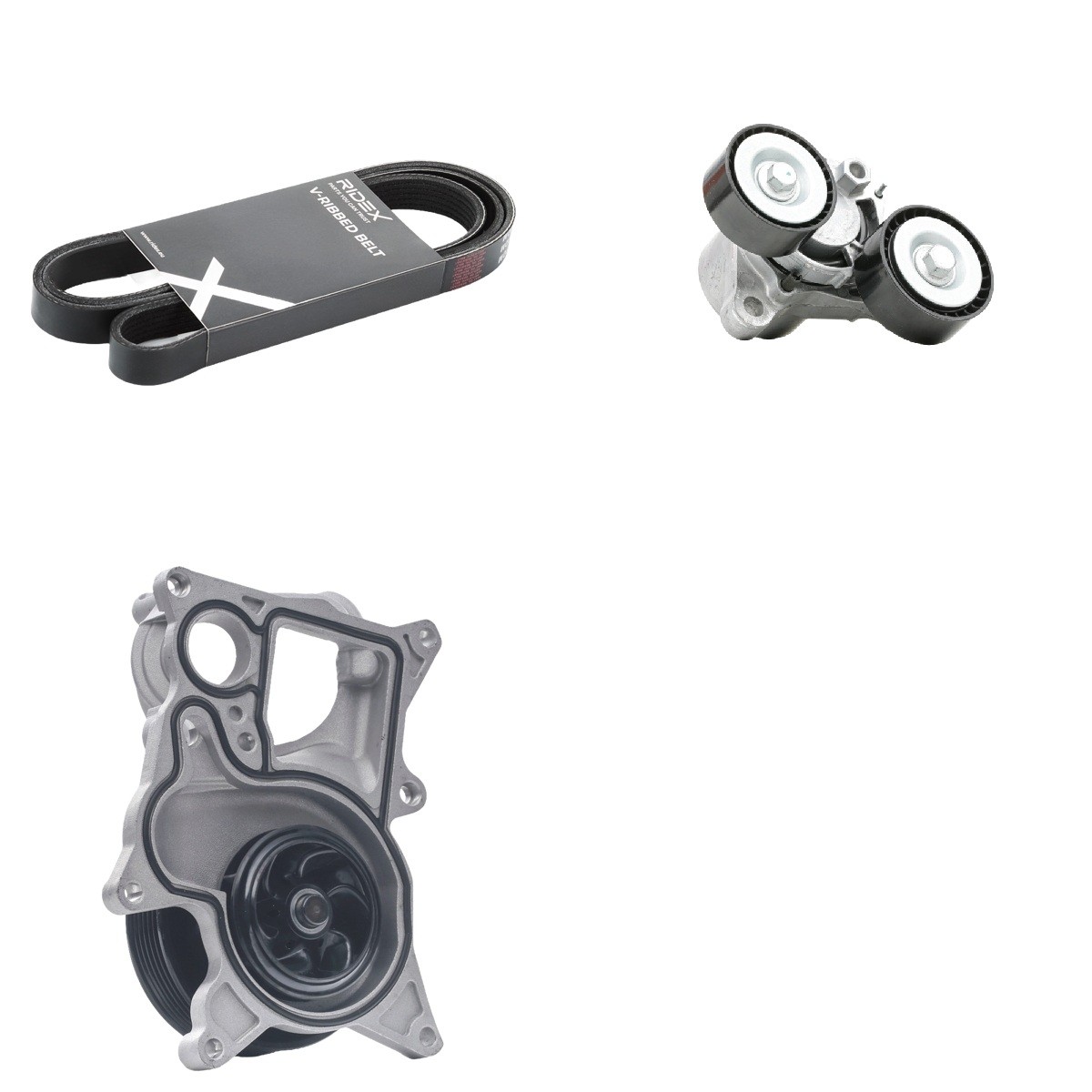 RIDEX Αντλία νερού + σετ ιμάντων poly-V 4172P0123 4172P0123 Κιτ ιμάντα κίνησης RIDEX BMW Σειρά 2