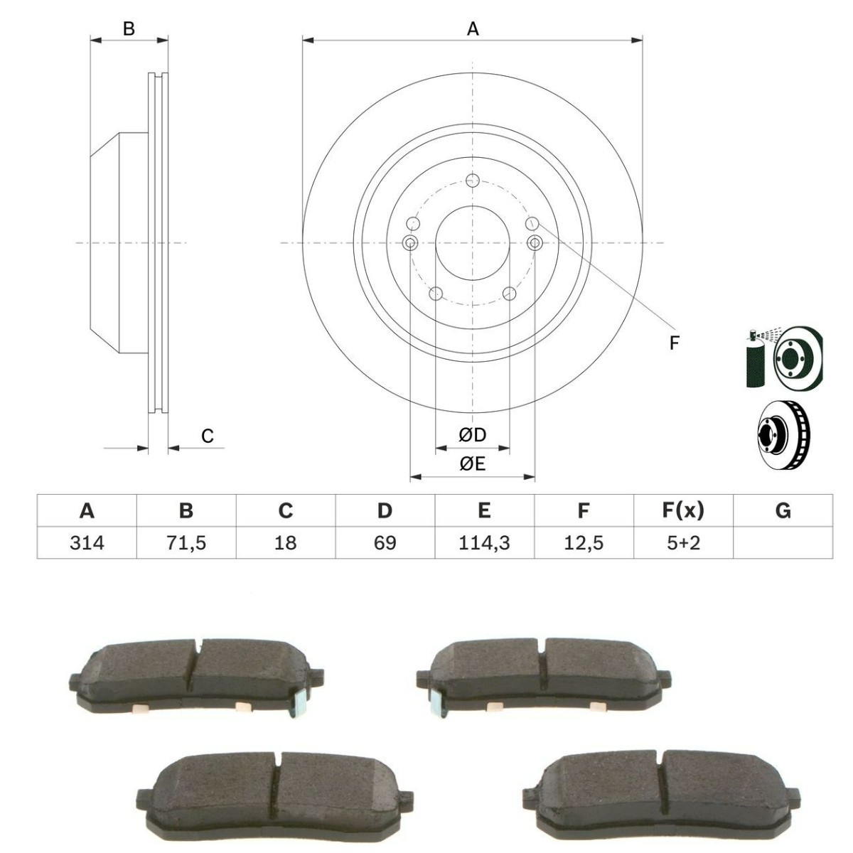 BOSCH Kit de travões BSH3405N0218 preço Kit de pastilhas de travão e disco KIA BSH3405N0218 BOSCH