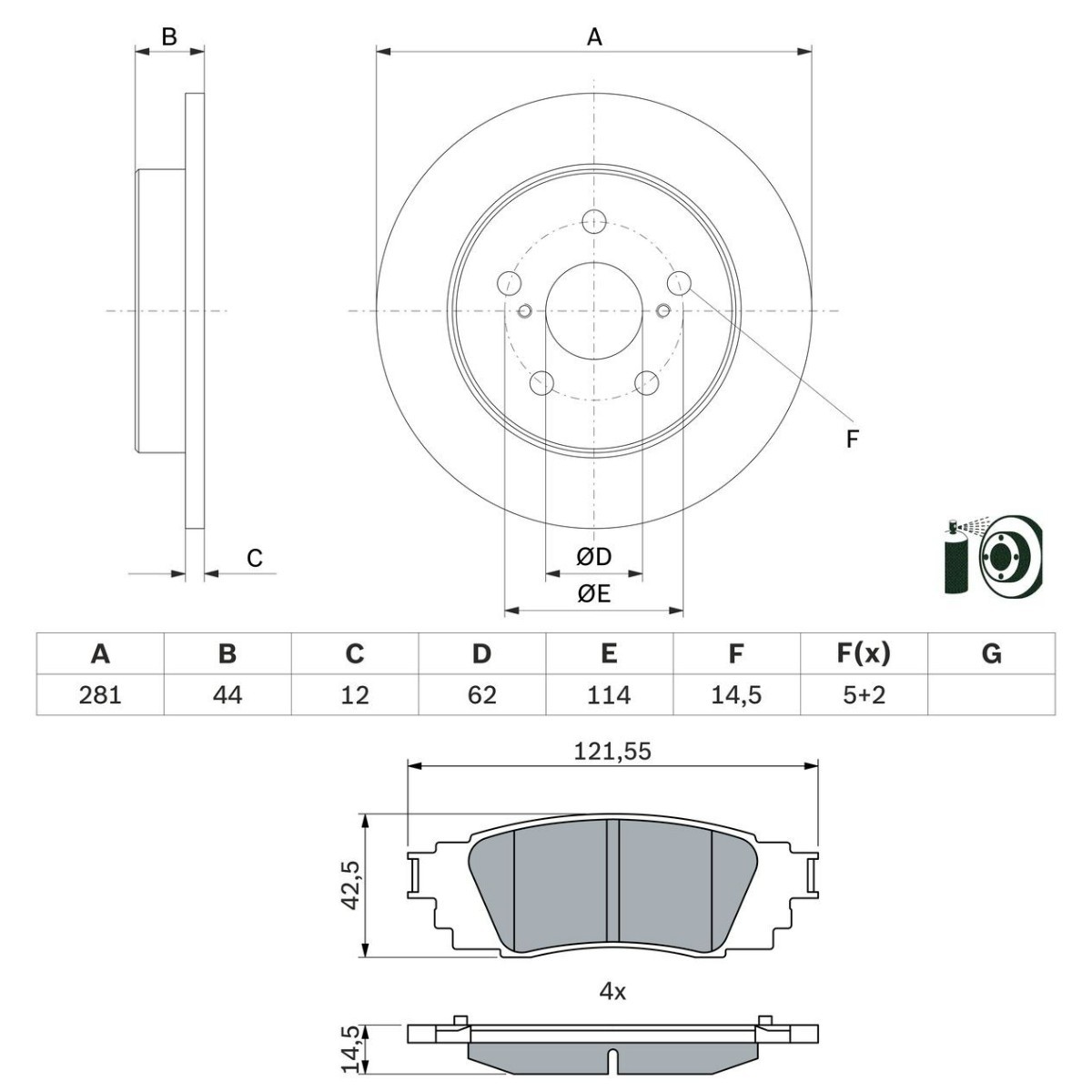 BOSCH Bremseskiver og -klosser BSH3405N0229 BOSCH BSH3405N0229 Bremseskiver og klosser Toyota GT86 Coupé pris